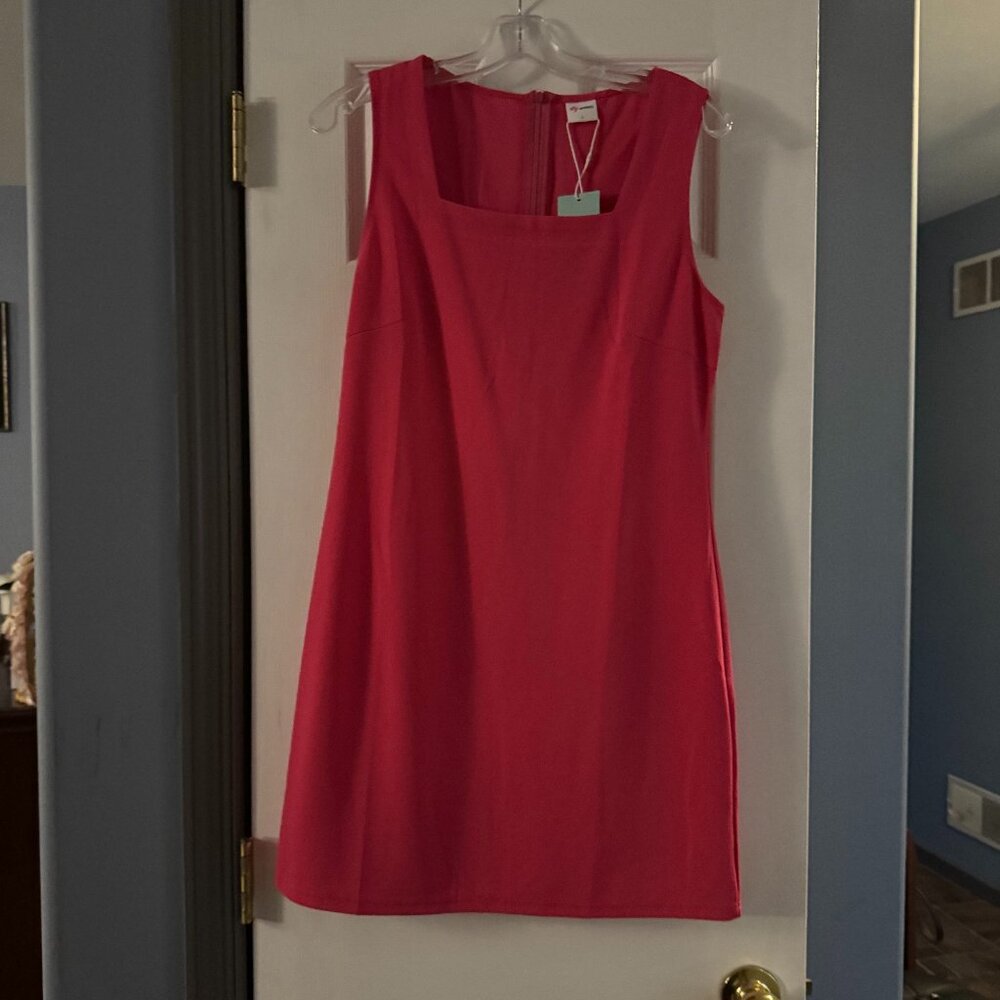 Wiholl Size L Pink Sleeveless Above Knee Dress Square Neckline NWT